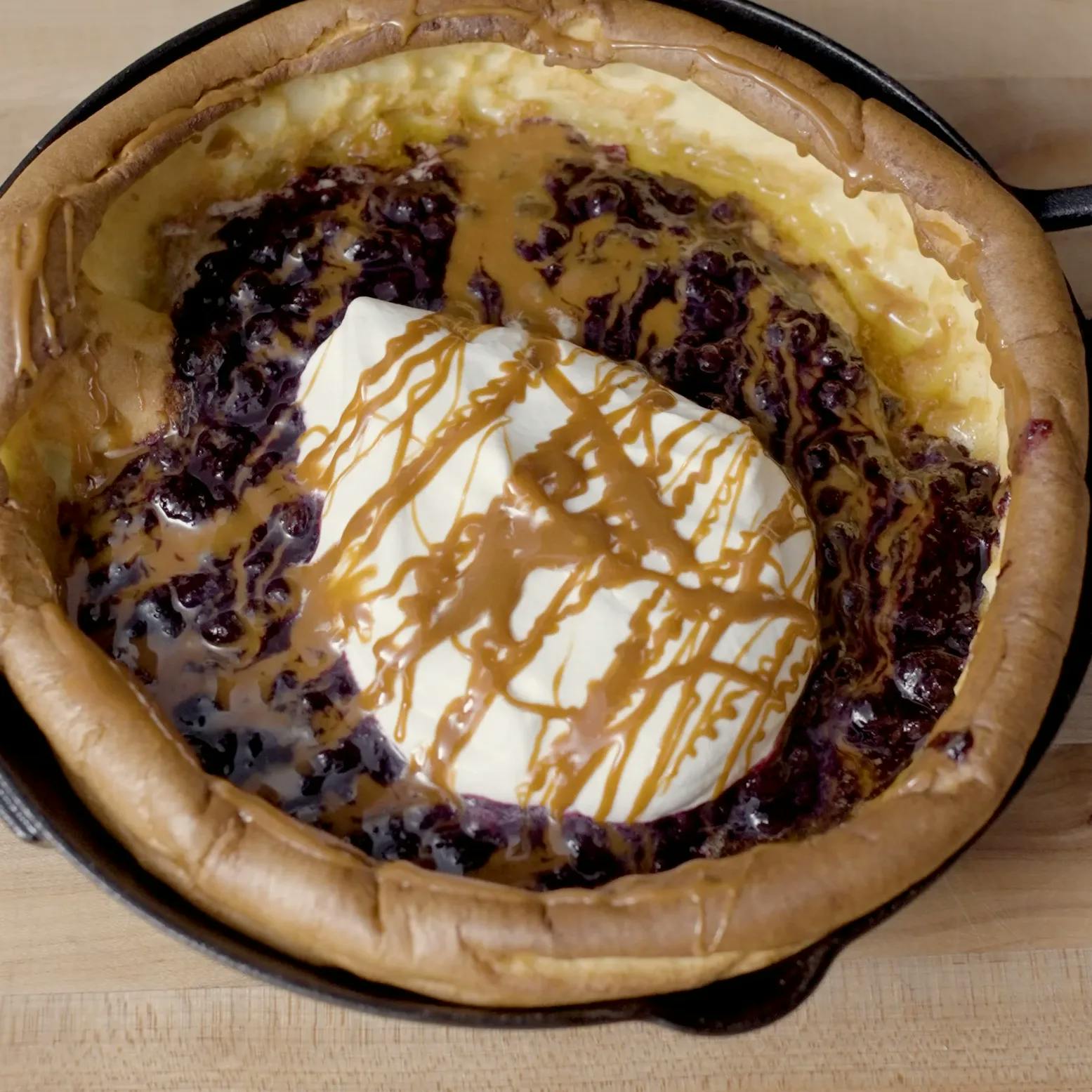 Dutch Baby with Cajeta, Blueberry-Sumac Compote