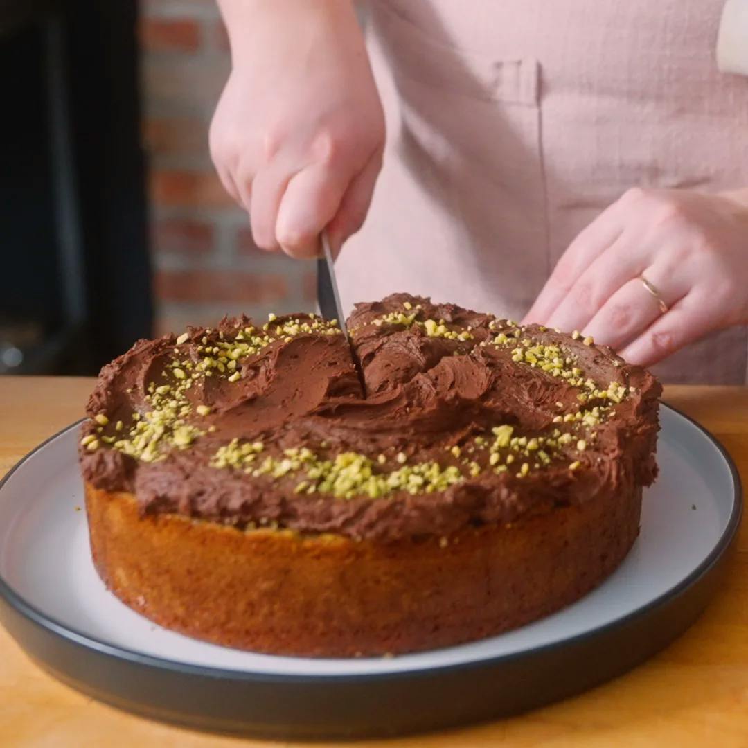 Pistachio Cake with Chocolate Ganache